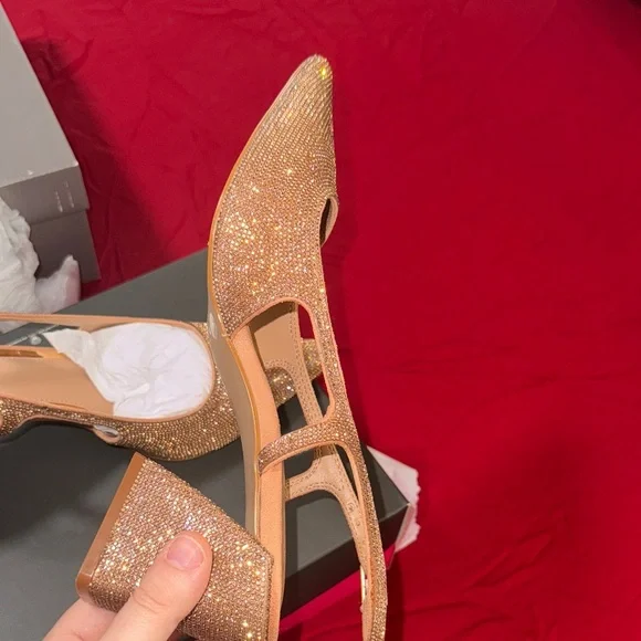 Vince Camuto Glittering Gold Slingback Heels - Picture 10 of 17
